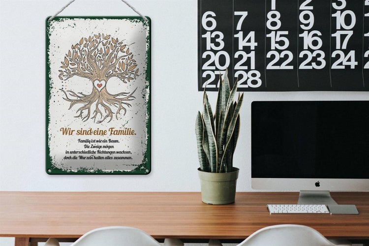 Blechschild Spruch Wir sind Familie alles zusammen 20x30cm