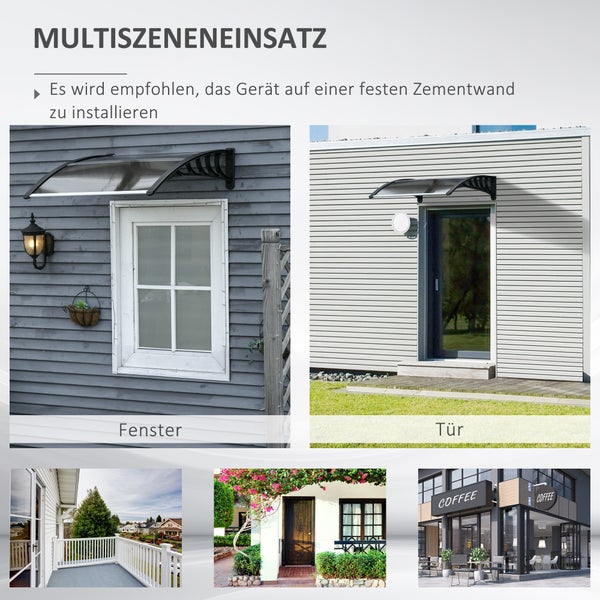 Outsunny Pultvordach Vordach für Haustür 103 x 96,5 x 27 cm Überdachung mit UV Schutz, Regenschutz Sonnenschutz für draußen Alu Braun