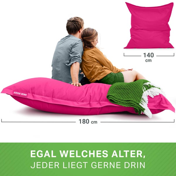 Green Bean Sitzsack XXL 140x180cm 380 Liter Kinder & Erwachsene Bean Bag EPS Perlen Füllung Riesensitzsack Groß Draußen Outdoor Liegekissen Waschbar Wetterfest Lounge Sitzkissen Bodenkissen Pink