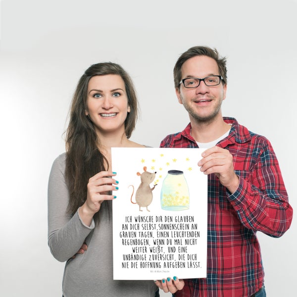 Mr. & Mrs. Panda DIN A3 Poster Maus Sterne - Weiß
