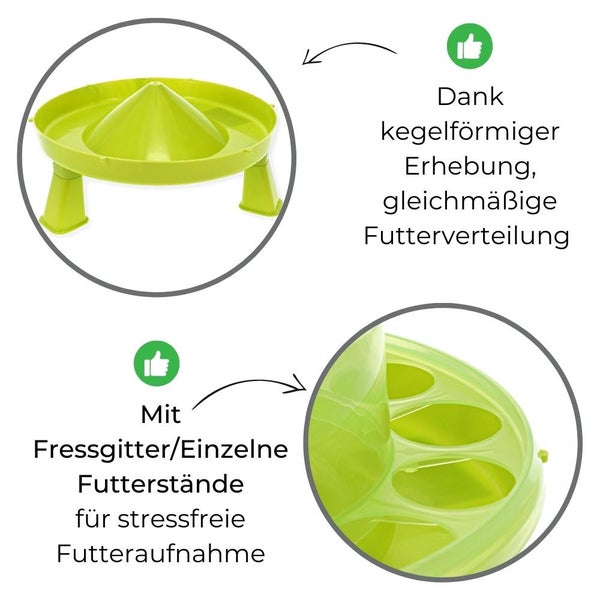 GarPet Futterautomat Hühner mit Stand Füßen grün Geflügel Futterspender Futtertrog 8 Kg Wachteln Trog Automatisch groß