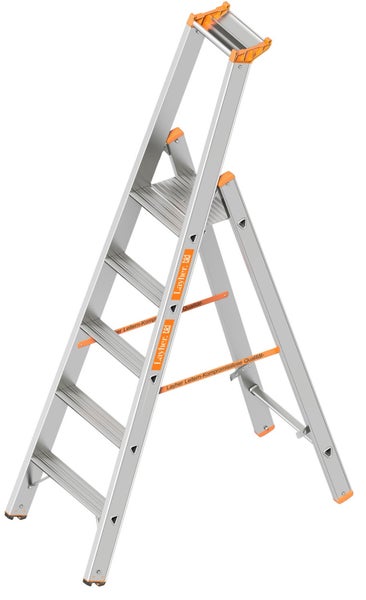 Layher Stehleiter aus Aluminium mit vier Stufen