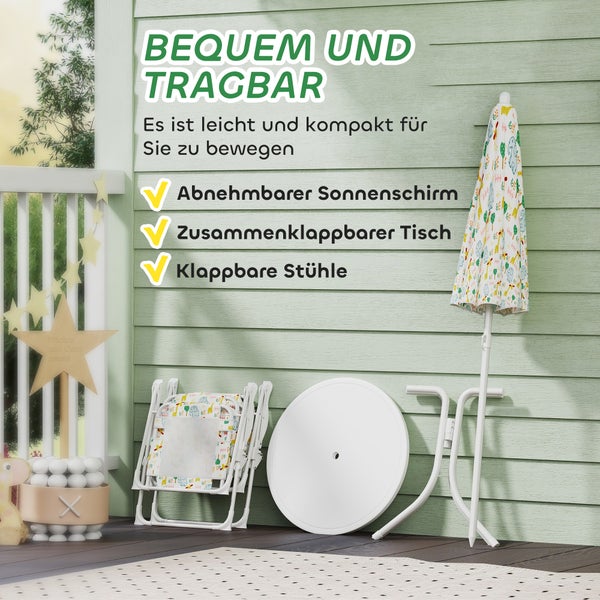 Kinder Picknicktisch Set mit Sonnenschirm und Stühlen