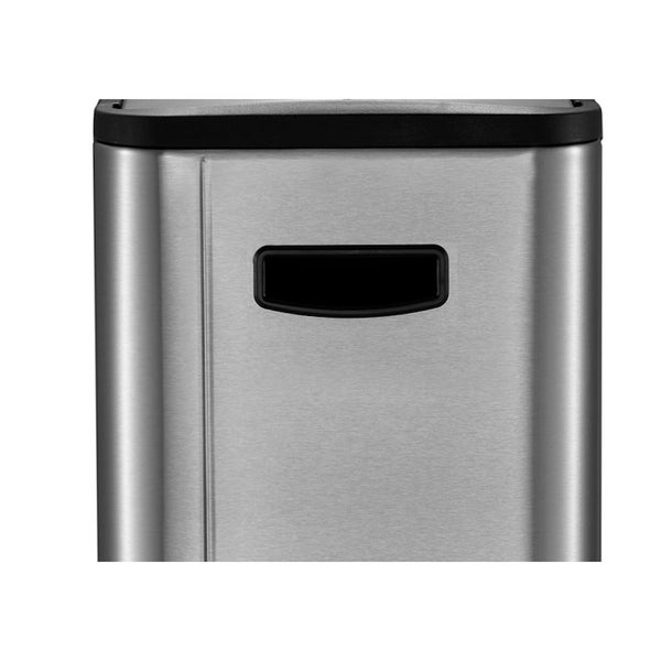 PROREGAL Stilvoller Treteimer Aus Mattem Edelstahl 40 Liter HxBxT 66,1 x 27,6 x 53,3 cm 2 Inneneimer Silber