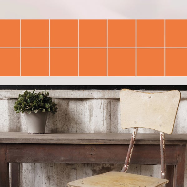 Fliesensticker, Stickerfliesen einfarbig orange, selbstklebend, bedruckt, ideal für Badezimmer und Küche im 12 Stück a 15x15cm_TS0549