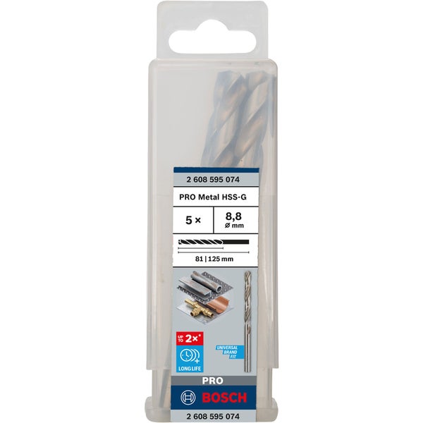 Metallbohrer Set mit 5 Stück, Durchmesser 8,8 mm