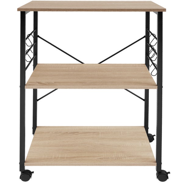 Servierwagen tectake Rugby inklusive 6 Haken, 65,5 x 45,5 x 88,5 cm Industrial Style Industrial Holz hell, Eiche Sonoma