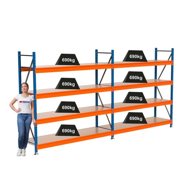 Regal mit vier Ebenen und einer Traglast von 690 Kilogramm pro Ebene