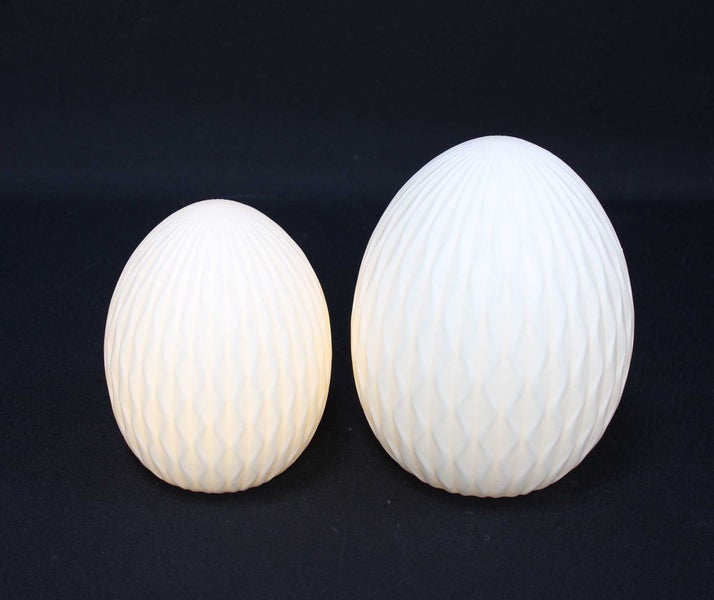 FRANK FLECHTWAREN | LED-Ei Modern, 2er Set, PORZELLAN, KUNSTSTOFF, 8,5 x 8,5 x 11,5 cm, 10,5 x 10,5 x 14 cm