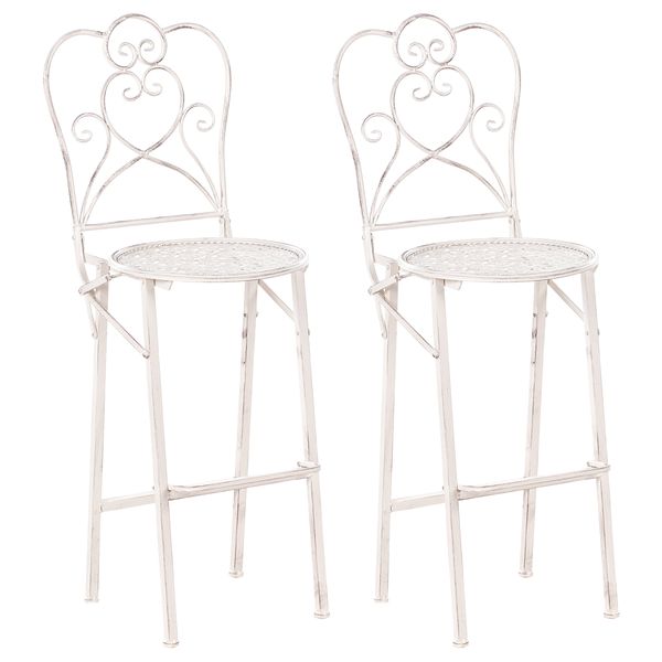 Garten-Barhocker 2er Set TRIESTE klappbar Metall Hellbeige