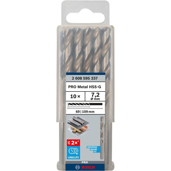 Bosch PRO Metal HSS-G Spiralbohrer 7,2 x 69 x 109 mm - 2608595337