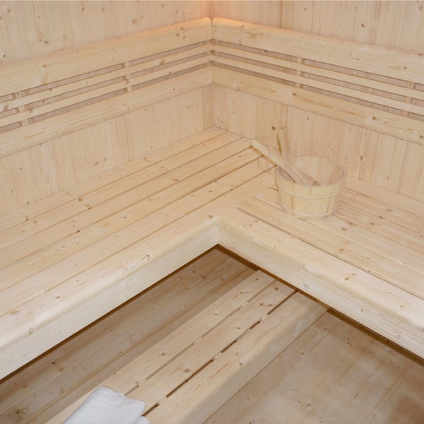 Home Deluxe - Traditionelle Sauna - Shadow XL BIG - 200 x 200 x 190 cm - für 6 Personen - Fichtenholz, inkl. Saunaofen I Dampfsauna Aufgusssauna