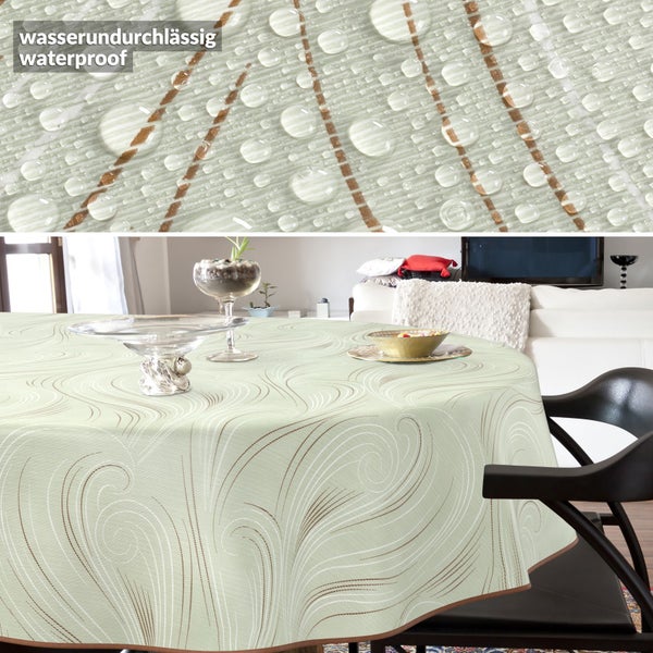 Wasserabweisende Tischdecke mit Muster auf einem Tisch