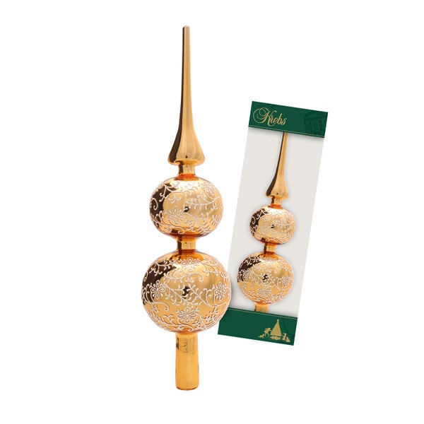 Christbaumspitze mit floralem Muster und Verpackung