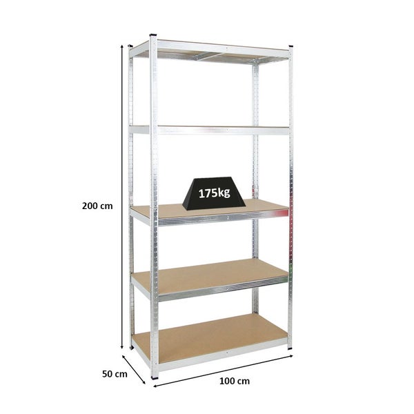 PROREGAL Schwerlastregal Giant Ragnar HxBxT 200 x 100 x 50 cm Fachlast 175 kg Verzinkt