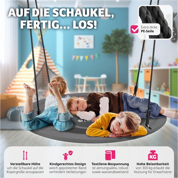 Nestschaukel tectake Swayer Textilene-Bespannung 300 kg Belastbarkeit grau/schwarz