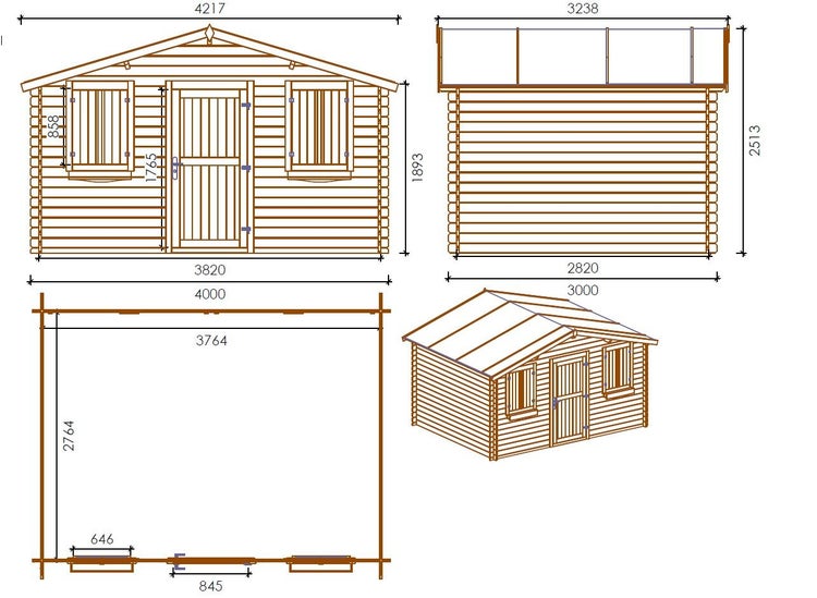 Gartenhaus, Gerätehaus 12m2 - 4x3m - 28mm