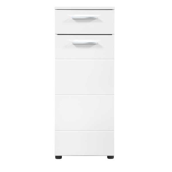 Bad-Beistellschrank schmal 'Der Matrose', Badschrank weiß, Badezimmerschrank oder Nischenschrank schmal, Midischrank Bad mit Schublade aus Holz in 89x35x35cm (HxBxT), auch als Badmöbel Set