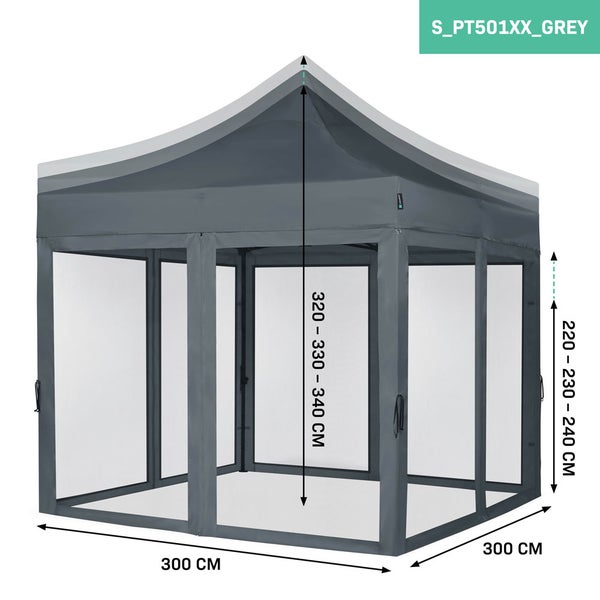 VONROC Pavillon 3x3m wasserdicht stabil - Partyzelt EasyUp System [3Min Aufbau] Popup Faltpavillon modular erweiterbar als Festival Zelt, Gartenpavillon