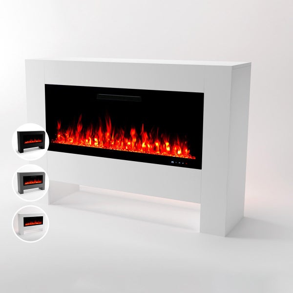 Glow Fire Elektrokamin 'Hermes 127' | LED Standkamin in weiß mit Heizung (1500 W) | HxBxT: 96 x 156 x 38 cm
