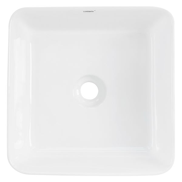 ML-Design Waschbecken Keramik Weiß 39x39x15 cm Quadratisch mit Ablaufgarnitur, Moderne Aufsatzwaschbecken, Design Waschtisch Aufsatz-Waschschale Waschplatz Handwaschbecken, für das Badezimmer/Gäste-WC