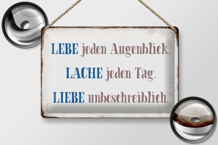 Blechschild Spruch 30x20cm liebe lache jeden Tag Schild