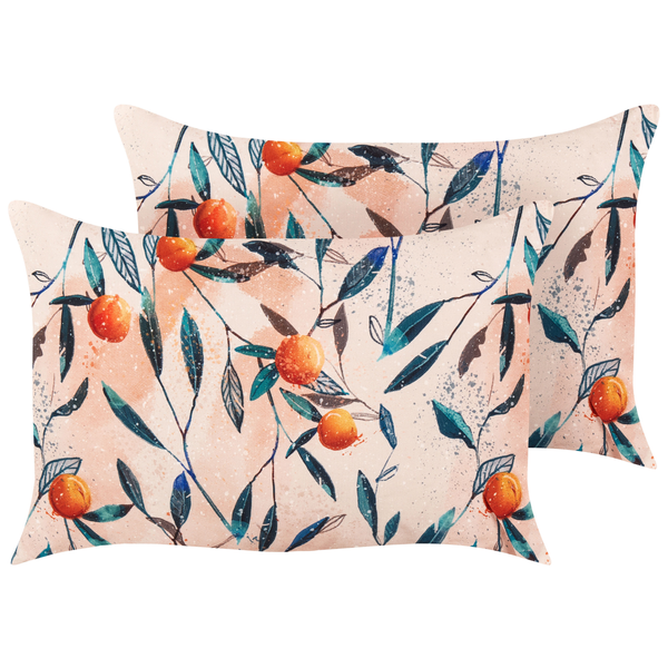 Gartenkissen 2er Set PIALPETTA 40 x 60 cm Orange Pflanzenmuster
