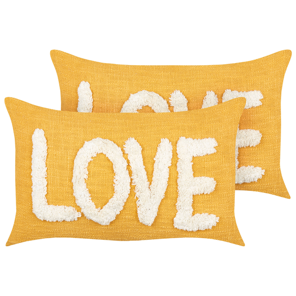 Dekokissen 2er Set LOVE Baumwolle 30 x 50 cm Gelb