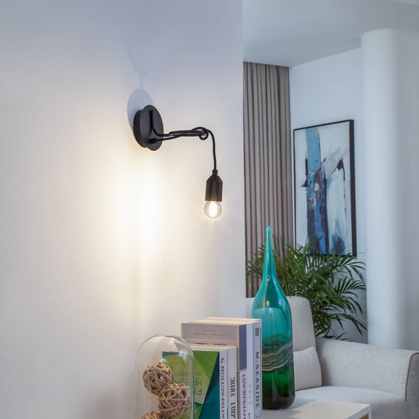 Lindby Wandlampe schwarz Metall, Wandleuchte innen 1x E27 max. 15W ohne Leuchtmittel Innenleuchte Wand Wandbeleuchtung Wohnzimmer Esszimmer Flur