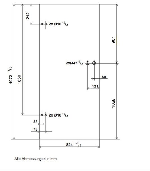 Glastür 834x1972mm Blockstreifen schwarz + Glastürbeschlag Komplettset
