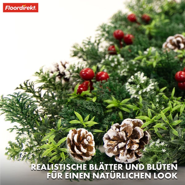 FLOORDIREKT Pflanzenwand - Festive - Kunstpflanzenwand zur Dekoration - Weihnachtlich - 50 x 50 cm