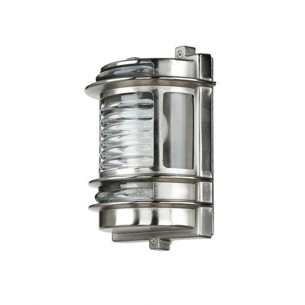 Wandleuchte für den Außenbereich mit transparentem, geriffeltem Glas