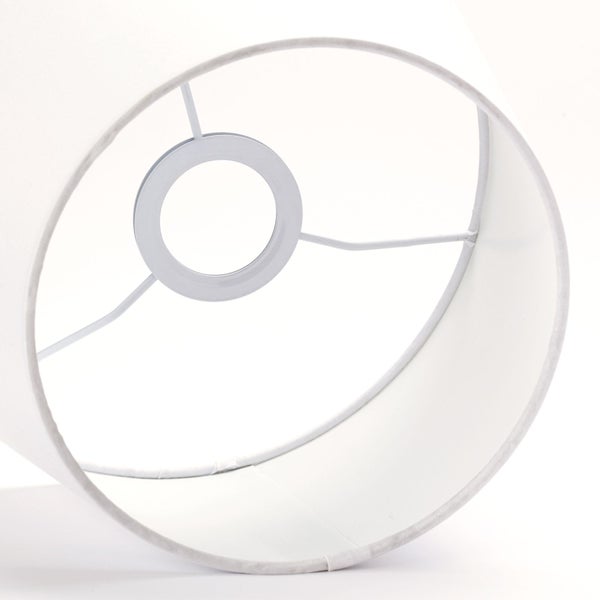 Lampenschirm Stoff, (24 x 18 cm), für Fassung E27 rund, Ersatzschirm für Tischlampe, konisch, Weiß