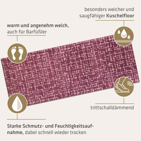 Akzente Feel Badematte mit Motiv in Aubergine Fußmatte 80 x 200 cm, rutschfest, saugfähig