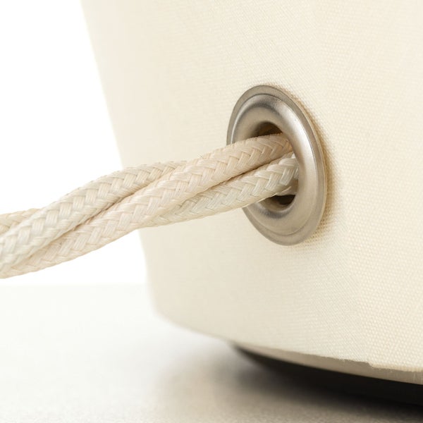 Detailansicht eines Stoffbeutels mit Kordelzug