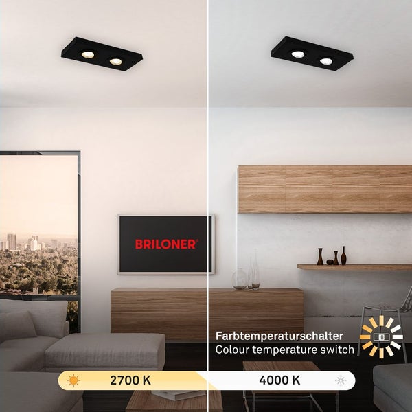CTS LED ceiling light, black, 2xLED-platine/4W