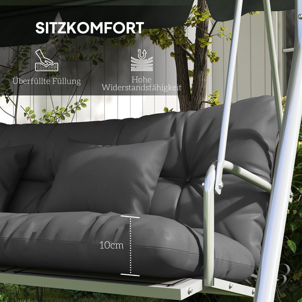 Outsunny 4er-Set Sitzkissen, 150x50 cm wasserabweisend Stuhlkissen mit Bindebänder, Geknüpftem Design 10cm dick Polsterauflage für Schaukel, Sitzpolster für Haus, Garten, Sofa, Dunkelgrau