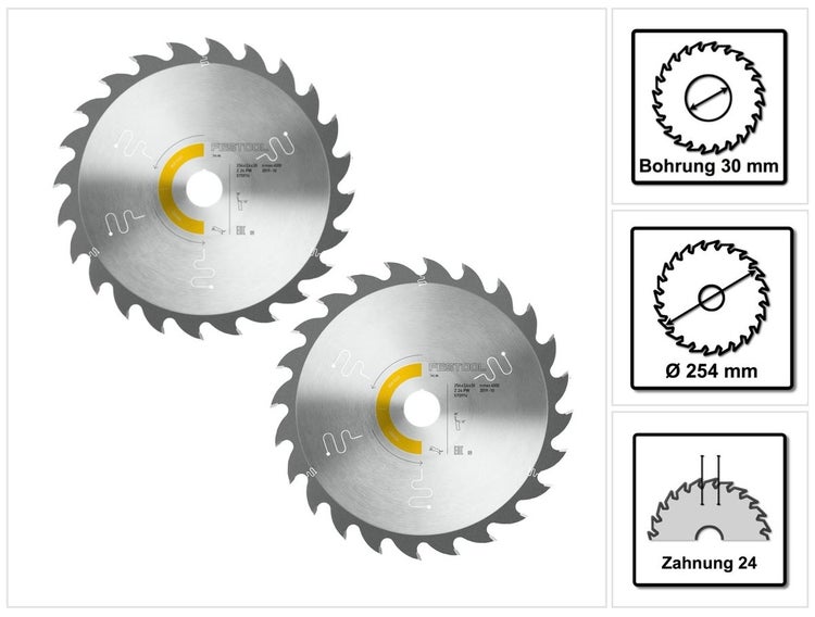 Festool Panther Kreissägeblatt Set 2x PW24 254 x 2,4 x 30 mm ( 2x 575974 ) für TKS 80 Tischkreissäge