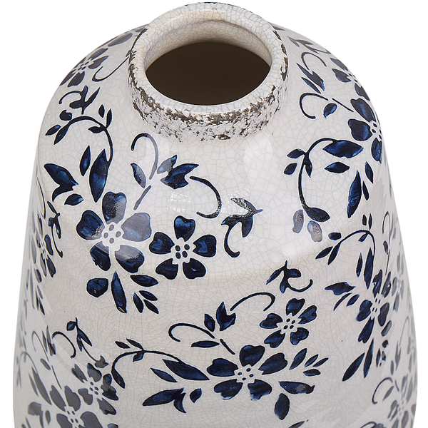 Dekorative Keramikvase mit Blumenmuster und Krakeleeeffekt