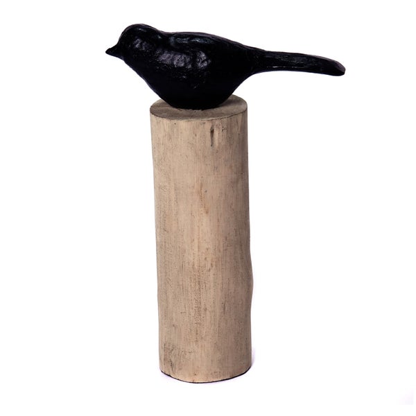Skulptur VOGEL Birdy I  Mangoholz-Sockel schwarz-natur