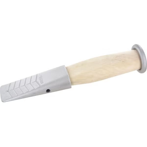 Spaltkeil aus Kunststoff mit Holzstiel zur Unterstützung bei Spaltarbeiten von Holz.