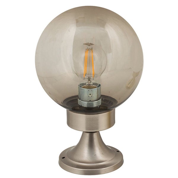 Kugelleuchte für den Außenbereich mit Metallsockel und Glaskugel