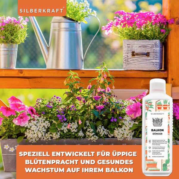 SILBERKRAFT Balkon Dünger – Für Kübel- & Balkonpflanzen – NPK Flüssigdünger – 1 Liter