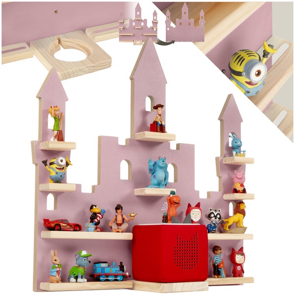 Wandregal tectake MyLittleStory Princess Castle 59 x 15,5 x 58 cm, unsichtbare Aufhängung für bis zu 22 Tonies pink