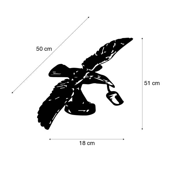 Dekorative fliegende Möwe aus Metall mit den Maßen 50 cm x 51 cm x 18 cm