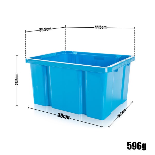 BigDean 5x Stabile Kunststoffbox Eurobox - 44x35x23 cm - passt in Kastenregale - Stapelbox blau Aufbewahrungsbox Drehstapelbehälter ohne Deckel