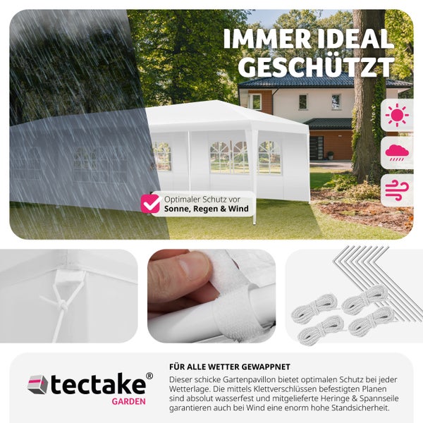 Pavillon tectake Elasa 9 x 3 m inklusive Spannseile und Heringe