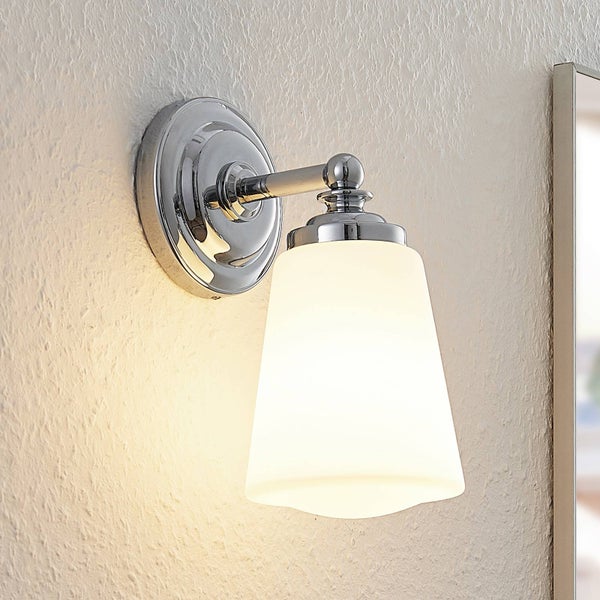 Arcchio Wandleuchte, Wandlampe Bad Mahdi (spritzwassergeschützt (Modern) in Chrom aus Glas (1 flammig E14) - Wandleuchten Spiegelleuchte Badezimmer Wandbeleuchtung Badezimmerleuchte