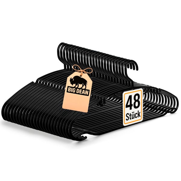 Schwarze Kleiderbügel, 48 Stück