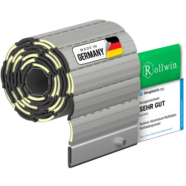Rollwin ROLLADEN ALU MAXI 52 Grau Fertigmaß 120 x 150 cm (BxH) Rolladenpanzer mit Rollladendämmung Rollladenpanzer Rollladenfenster Rollladentür Rollladen DEUTSCHE Produktion zum Einbauen